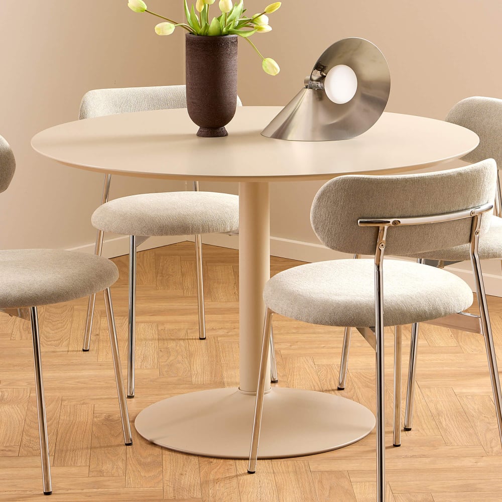 Iliana 110cm Round Beige Dining Table | Housing Units