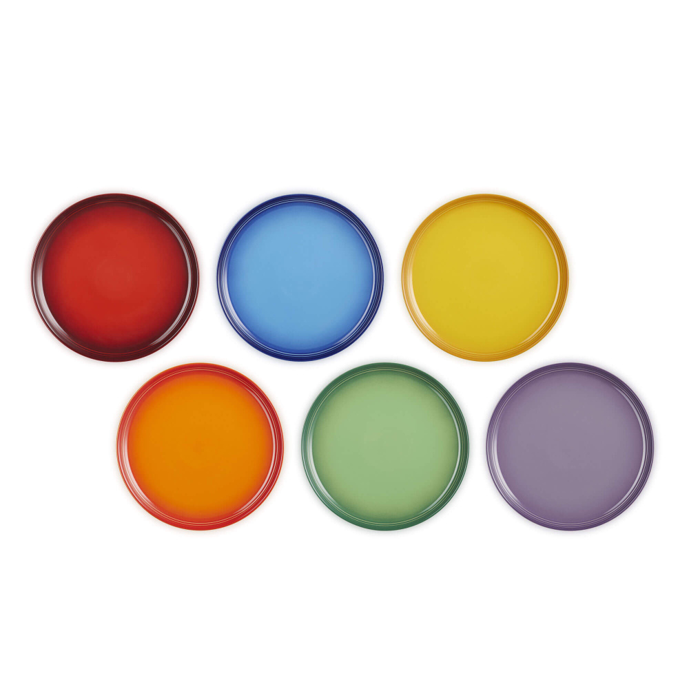 Le Creuset Rainbow Set Of 6 Stoneware Coupe Side Plates | Housing