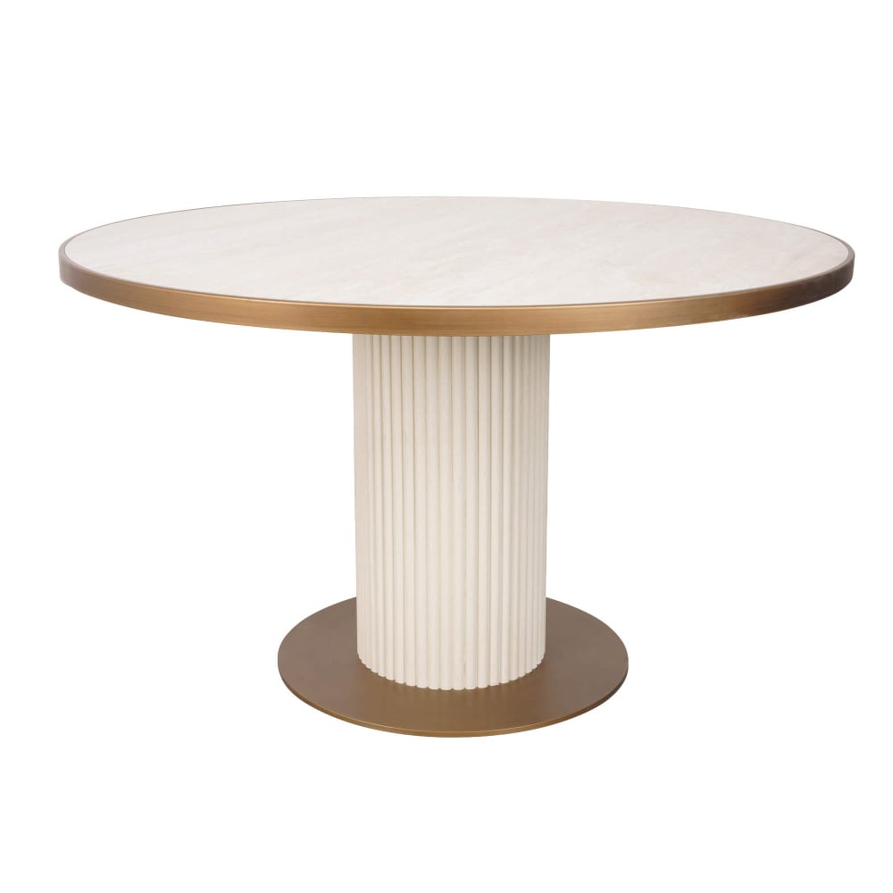 Serenity 120cm Round Ivory Reeded Dining Table | Housing Units