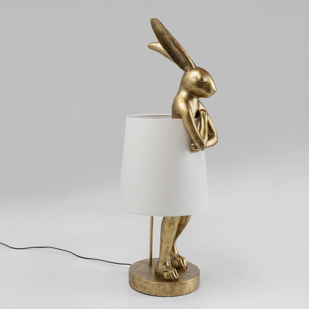 Gold Modest Rabbit 88cm Table Lamp With White Shade | Housing Units