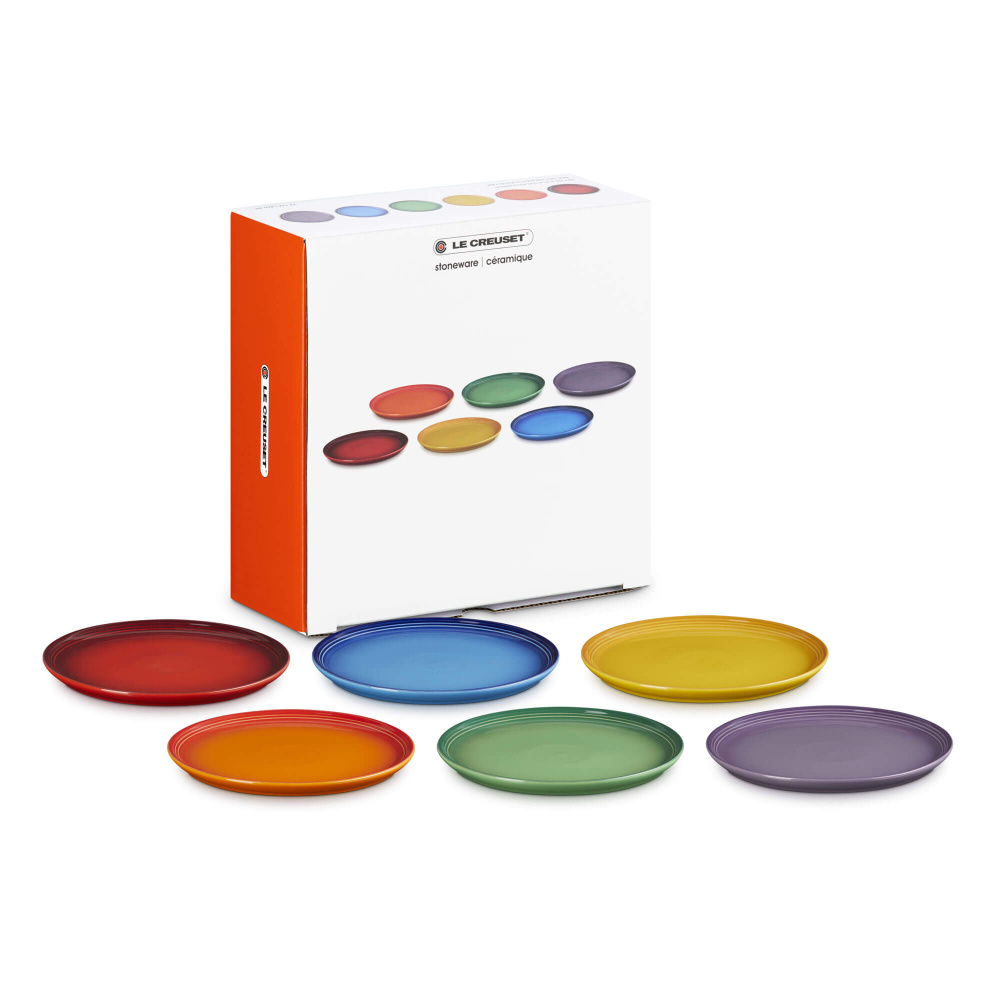 Le Creuset Rainbow Set Of 6 Stoneware Coupe Side Plates | Housing