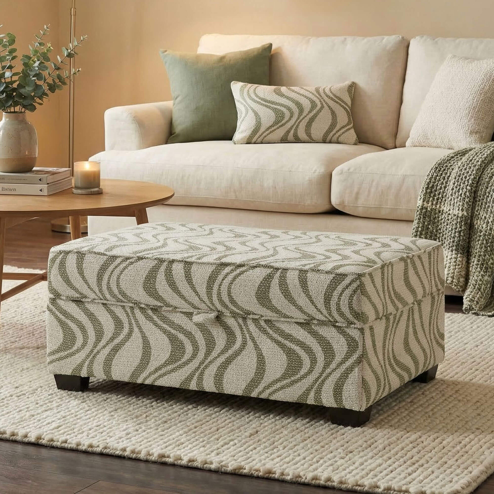 Storage Ottoman Hassock Ottoman Imogen Pintado Thyme Fabric Large Ottoman Storage Footstool Housing Units