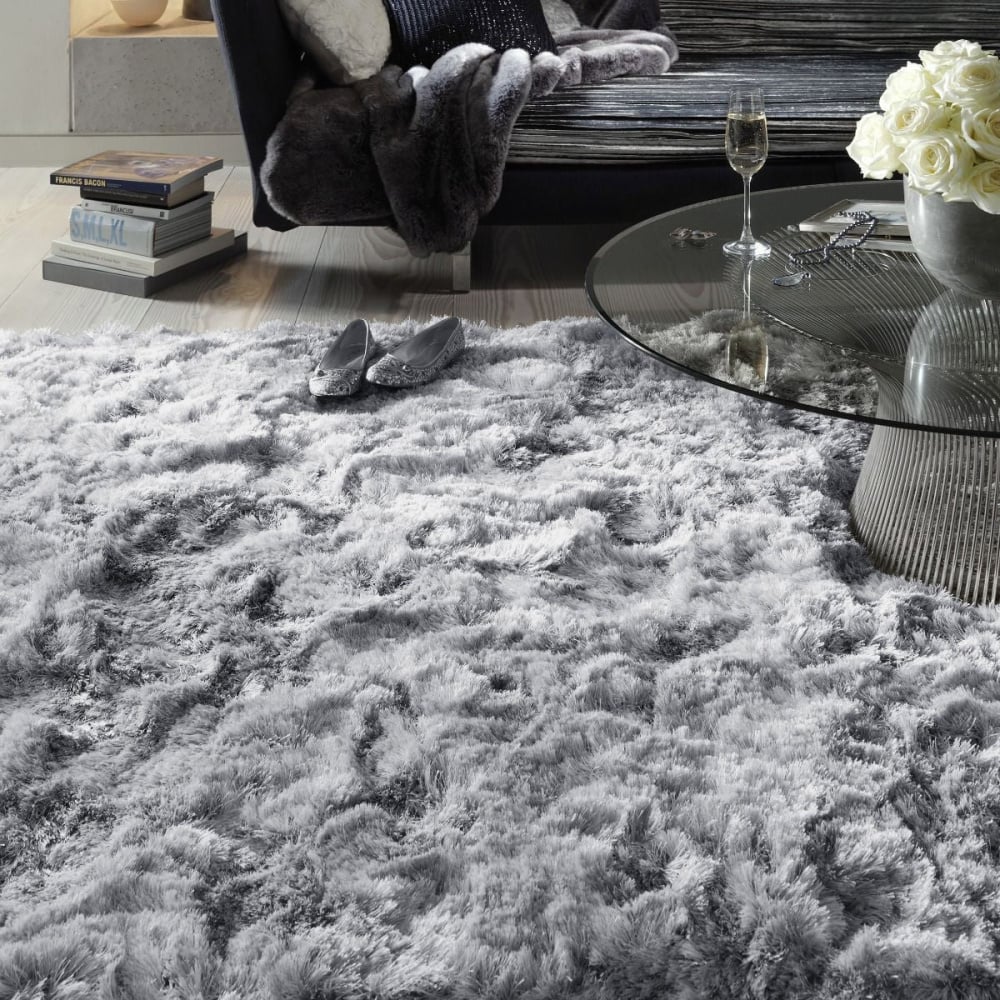 Silver Plush Rug Plush Shaggy Silver 160cm x 230cm Rug | Housing Units