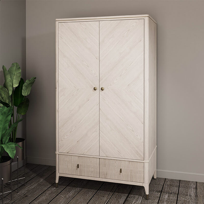Davina Stone 2 Door 2 Drawer Wardrobe with Gold Handles | Housing