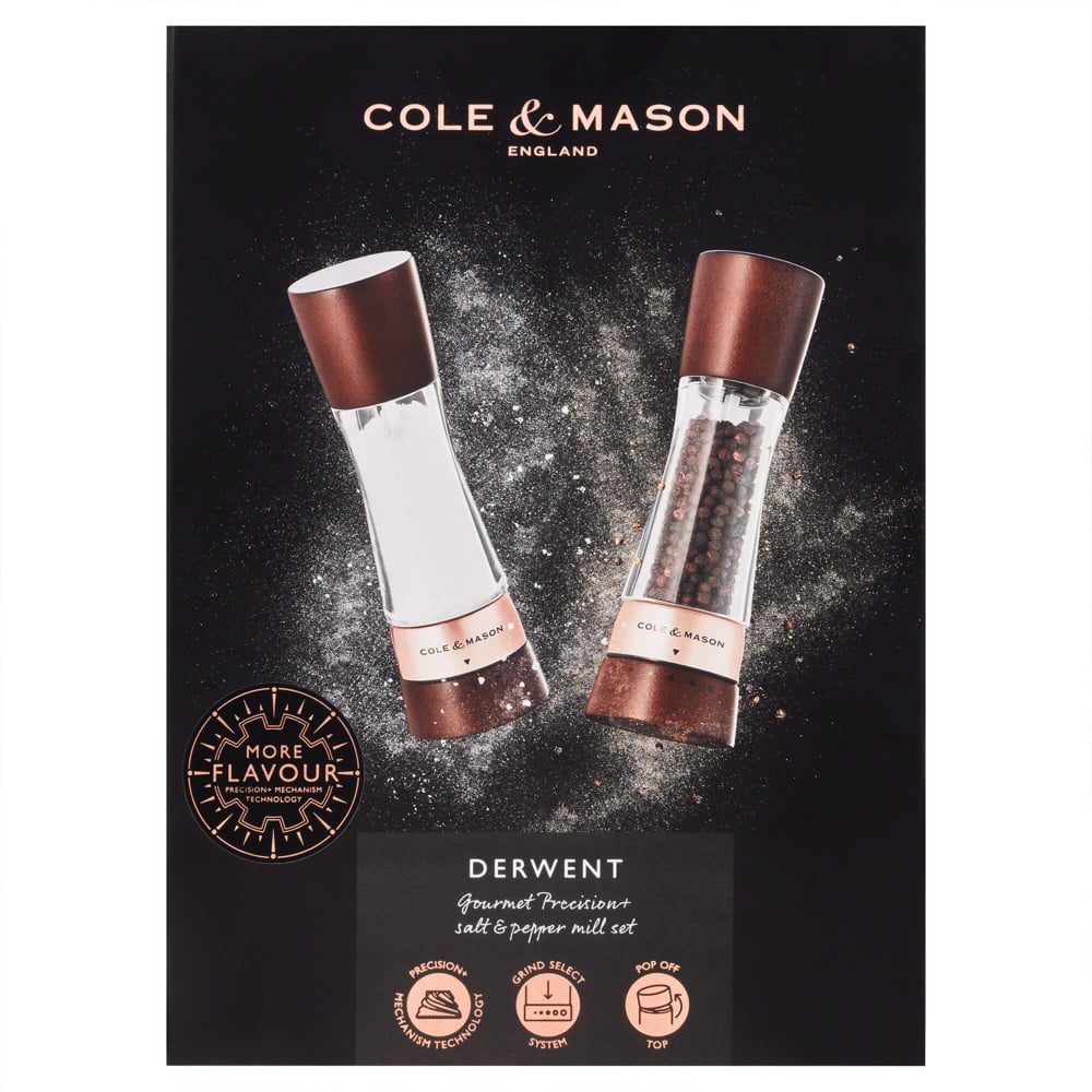 Cole & Mason Derwent Chestnut Rose Gold Salt & Pepper Mill Set