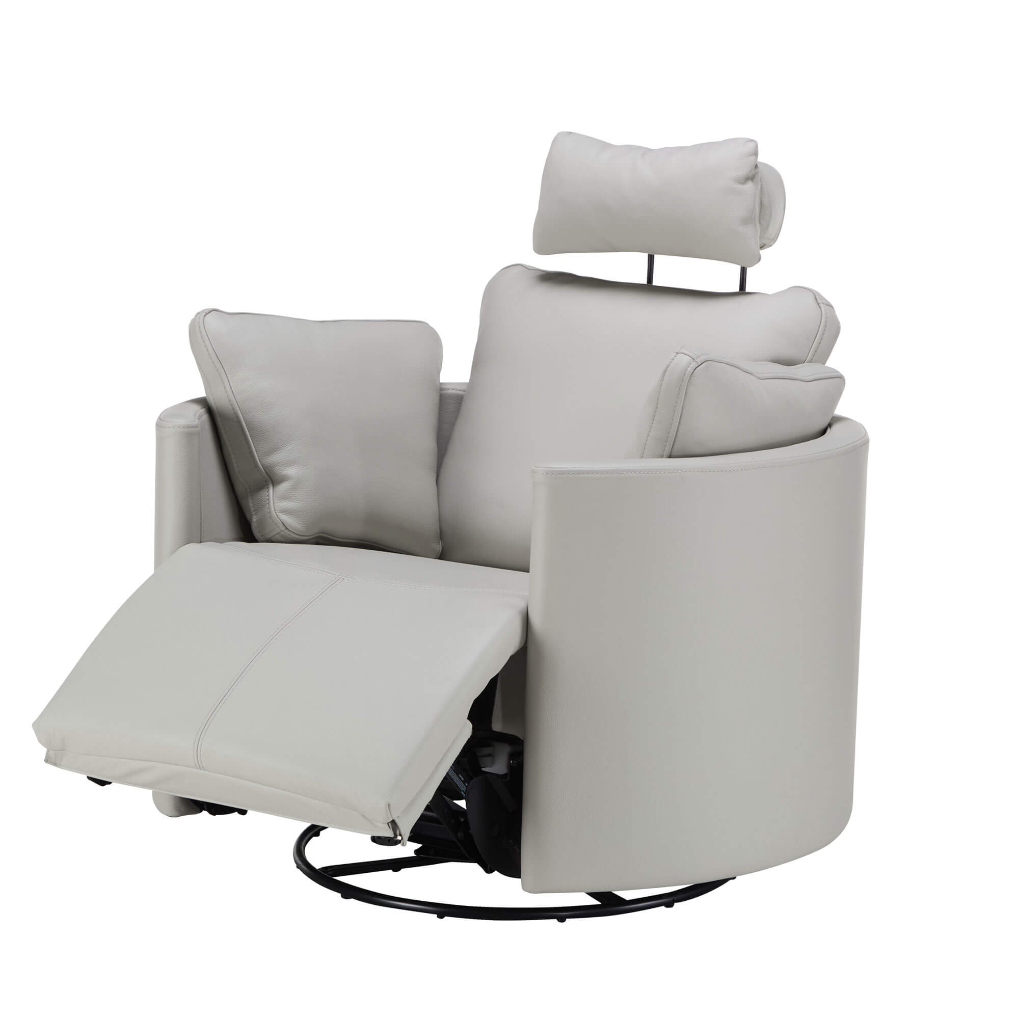 Fama Moonrise Grey Leather Relax Motor Recliner Armchair