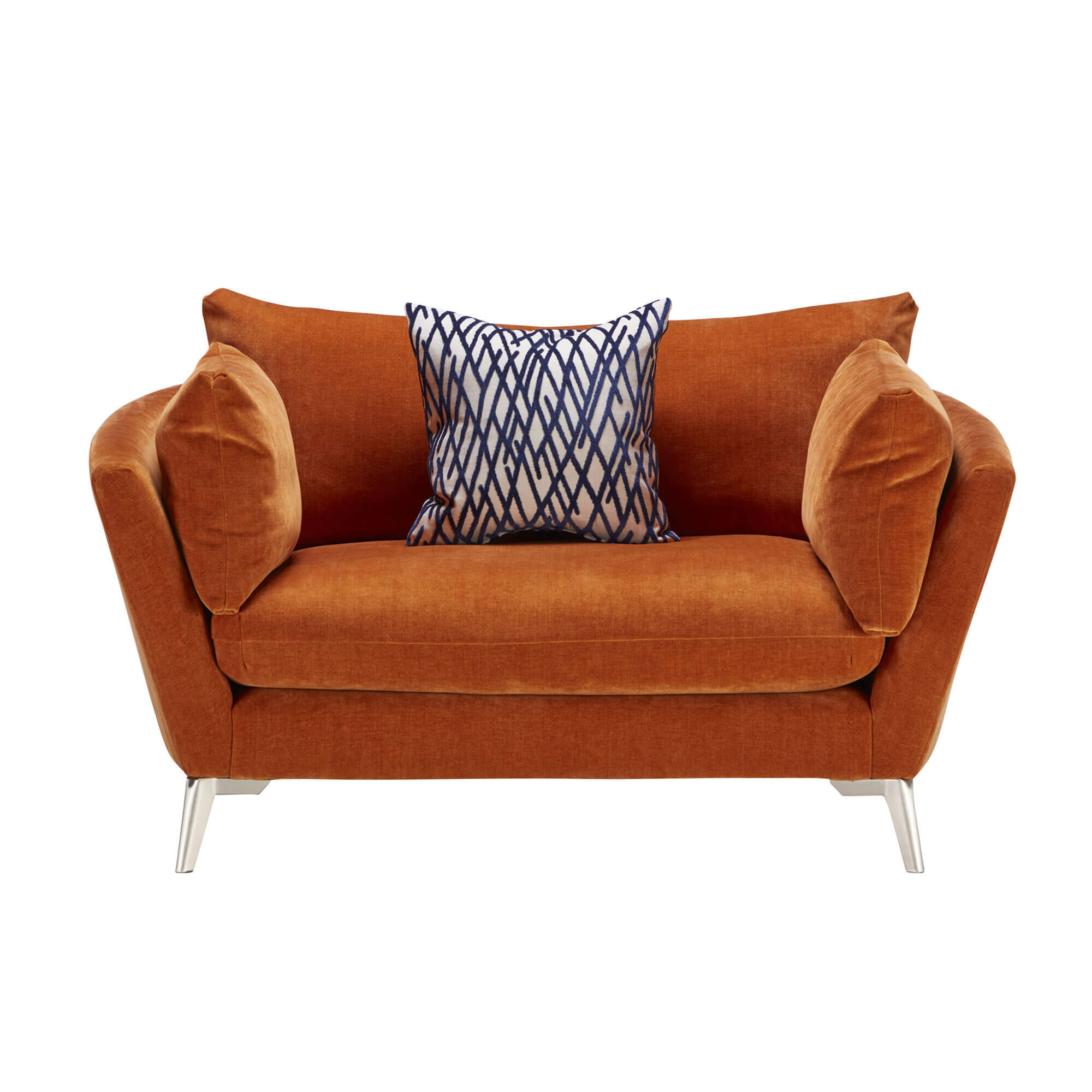 Erasmus Orange Fabric Cuddler Sofa