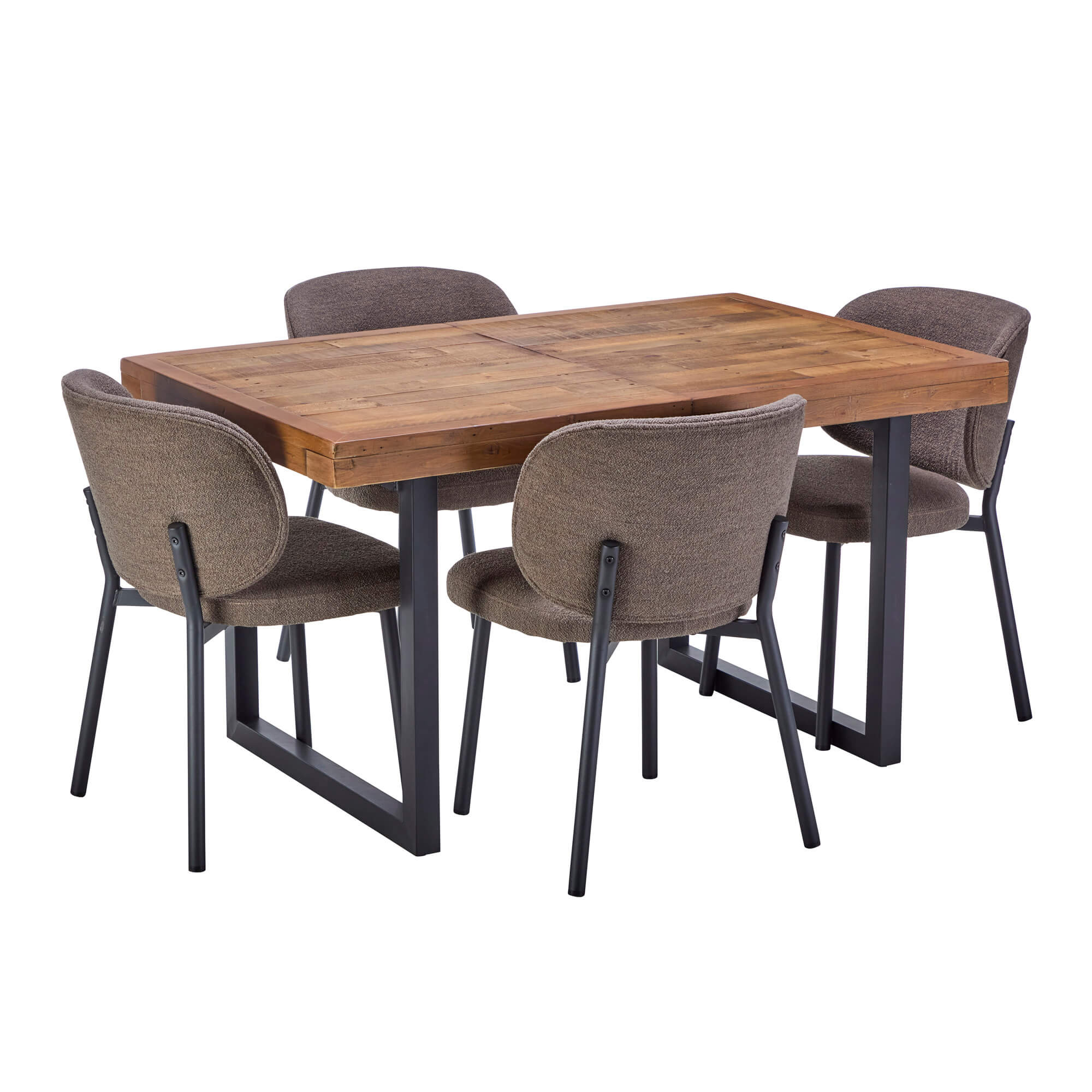 Malmo Extending Reclaimed Wood Dining Table with Sofia Brown