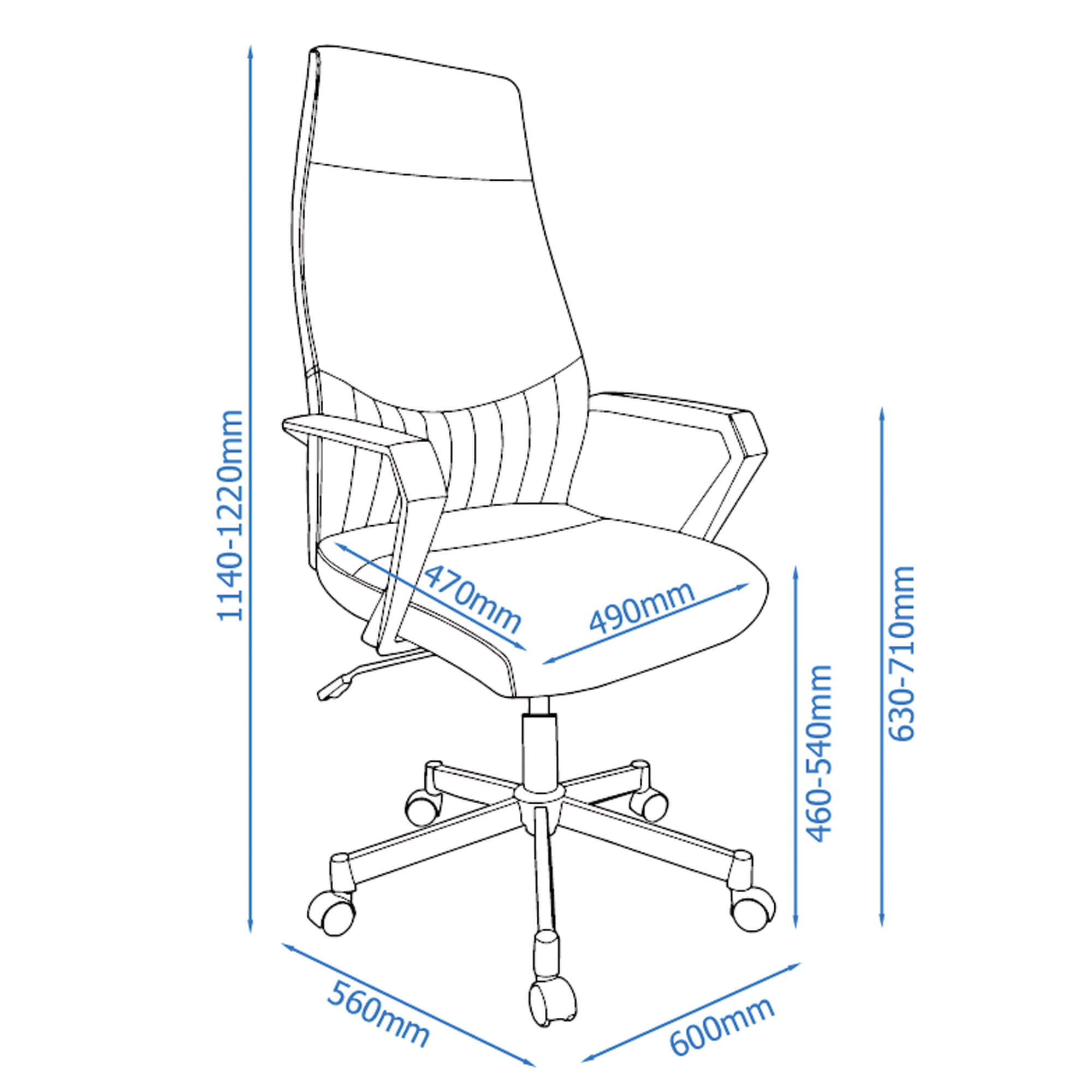 Bala Black Faux Leather High-Back Office Chair