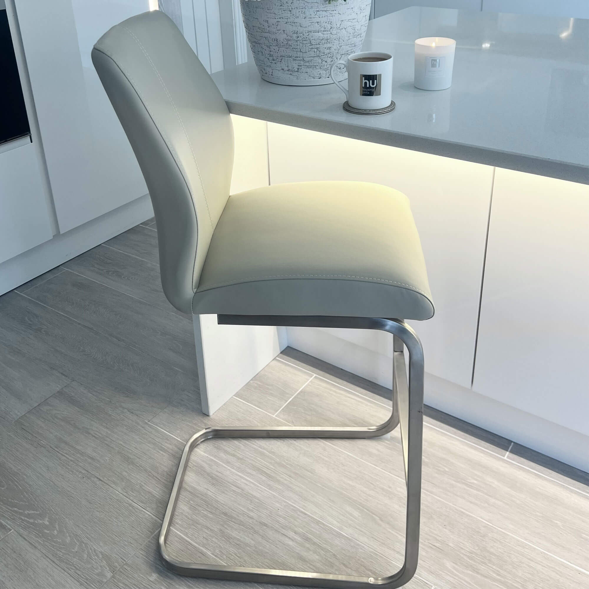 Roma Taupe Faux Leather Bar Stool