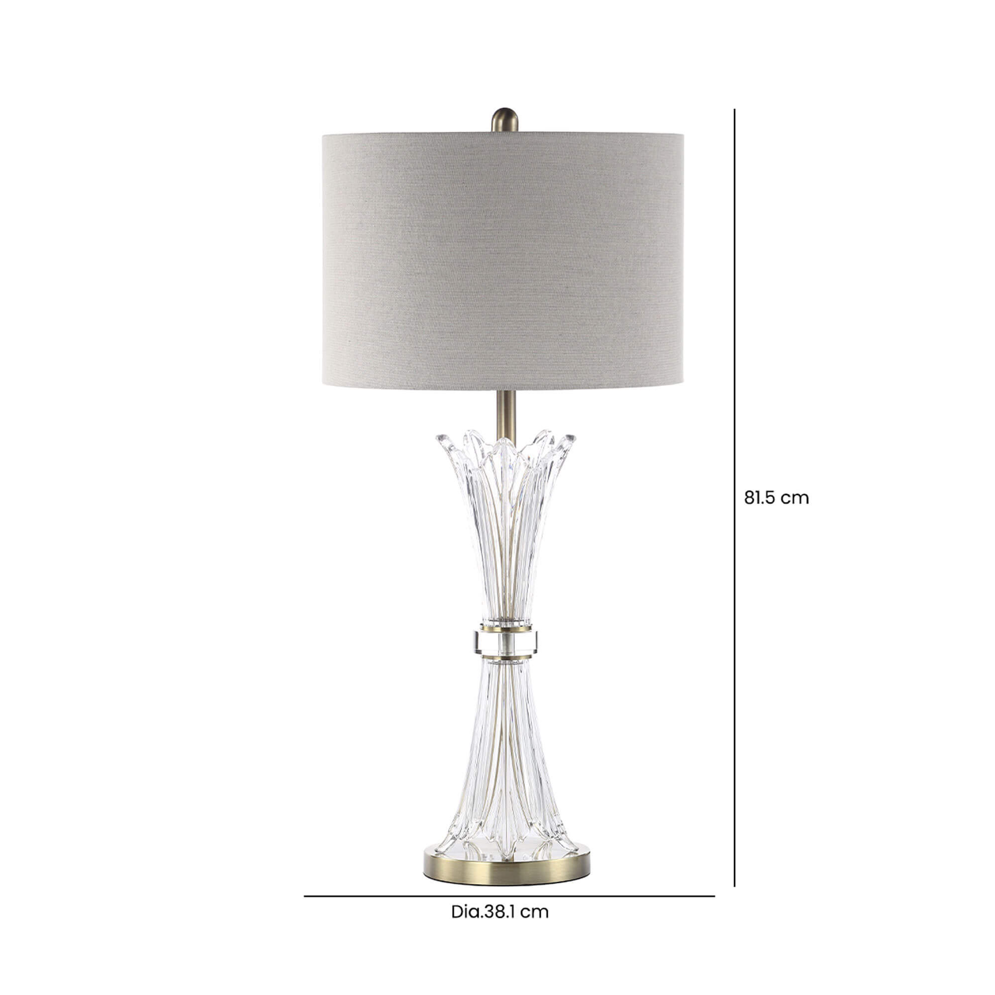 Murano Clear Crystal Table Lamp With Grey Shade