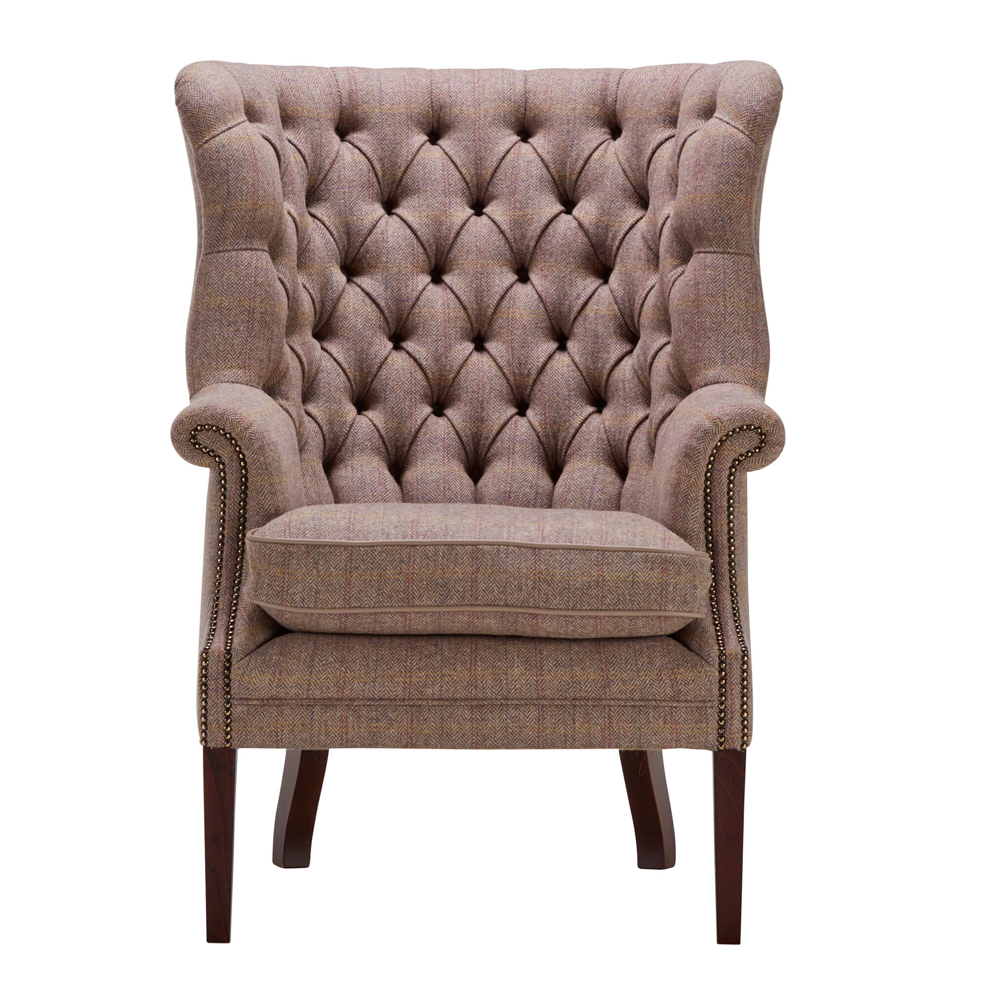 Tetrad Mackenzie Brown Herringbone Fabric Armchair
