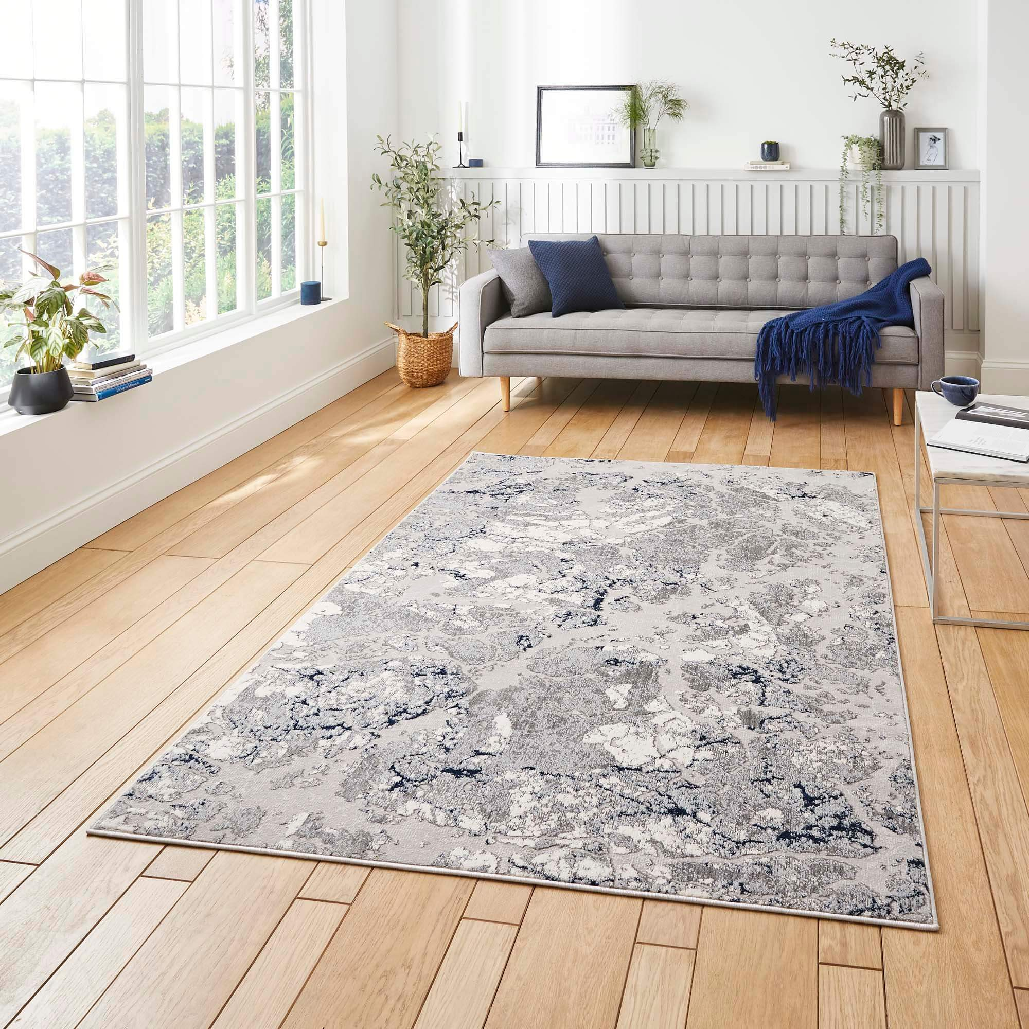 Apollo Texture Grey Navy 160cm x 220cm Rug