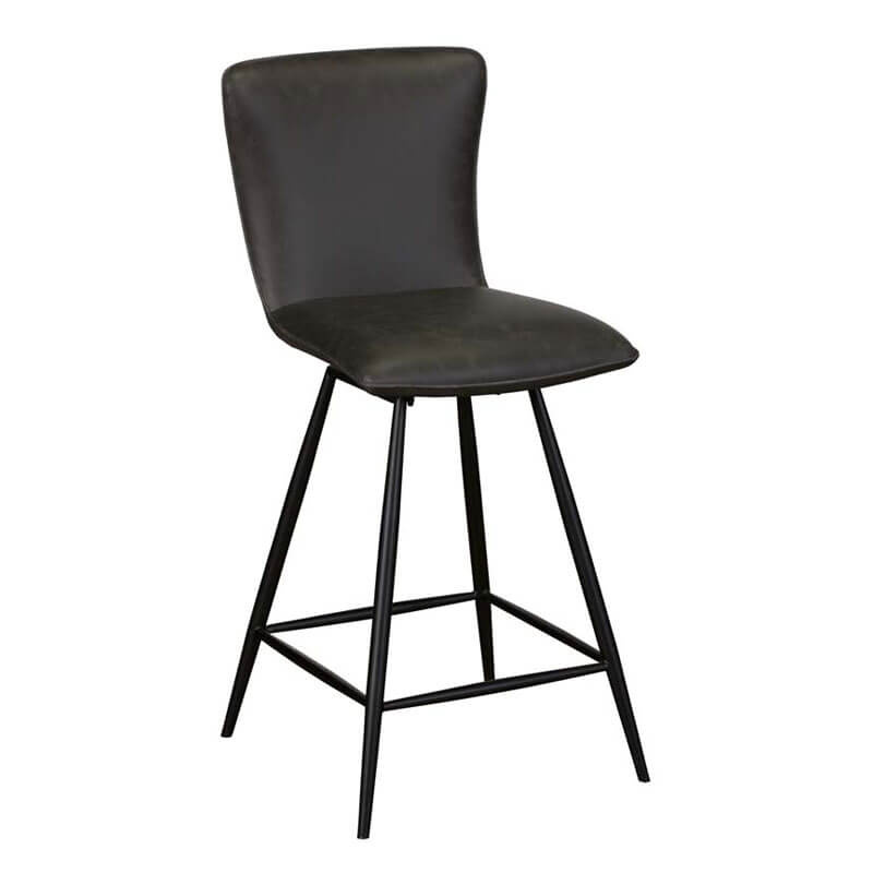 Estelle Swivel Counter Bar Stool In Grey Faux Leather