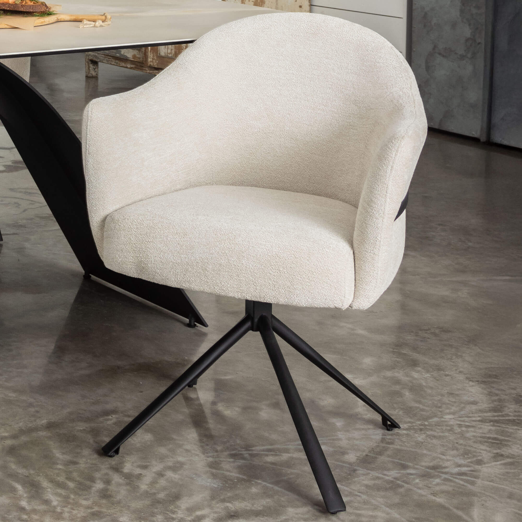 Faith Beige Fabric Swivel Dining Chair