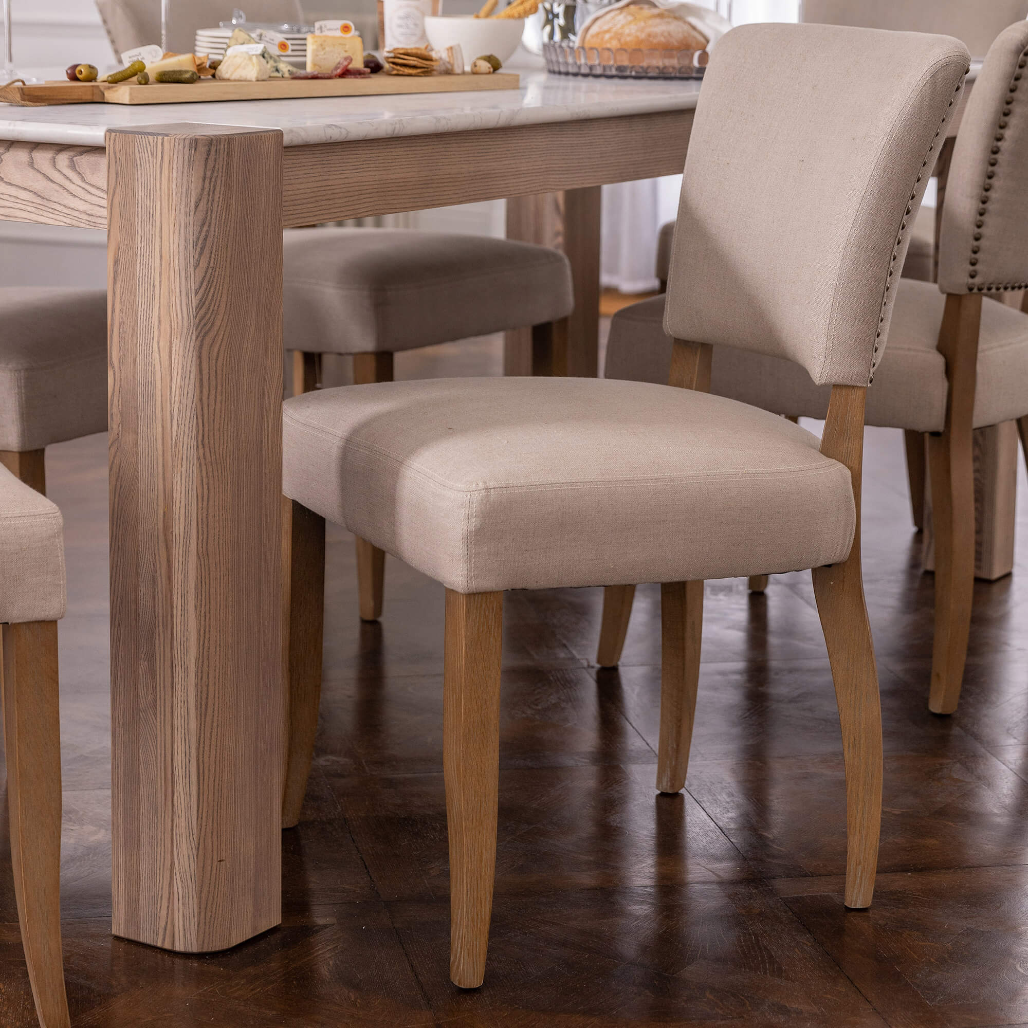 Flora Mink Linen Dining Chair