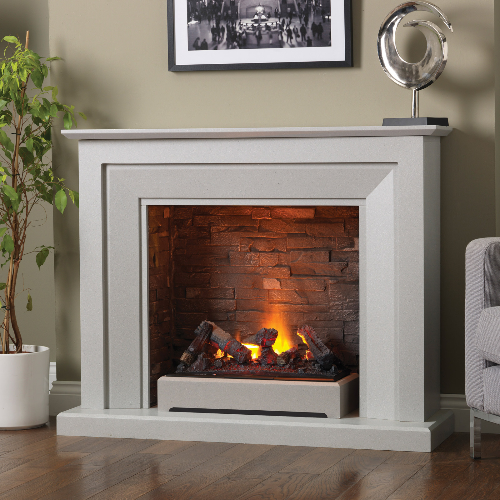 Napoli Terano Grey Electric Fire Suite