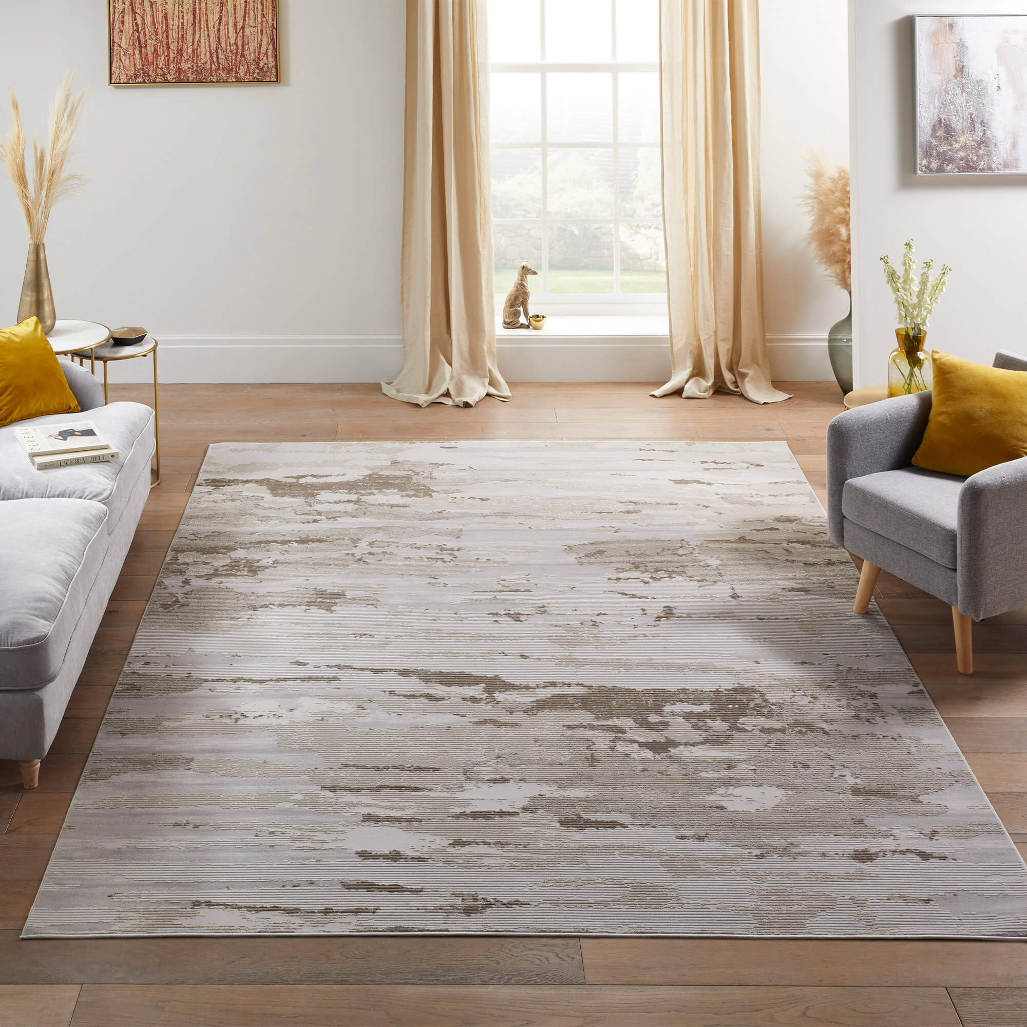 Skyline Linear Ivory Beige 160cm x 220cm Rug