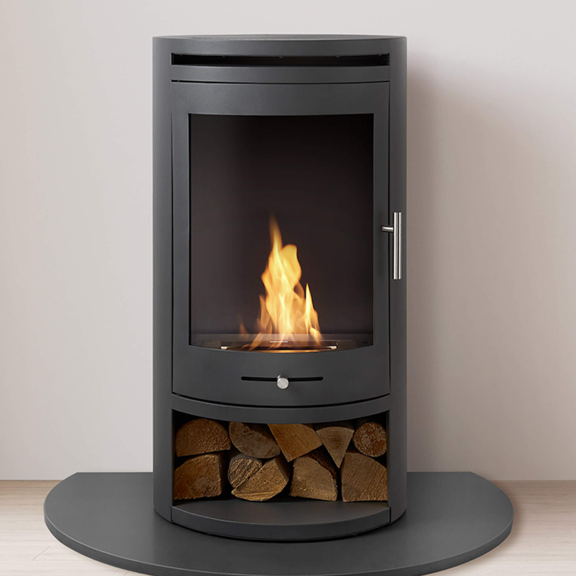 OKO S5 Cylindrical Bioethanol Stove with Log Store