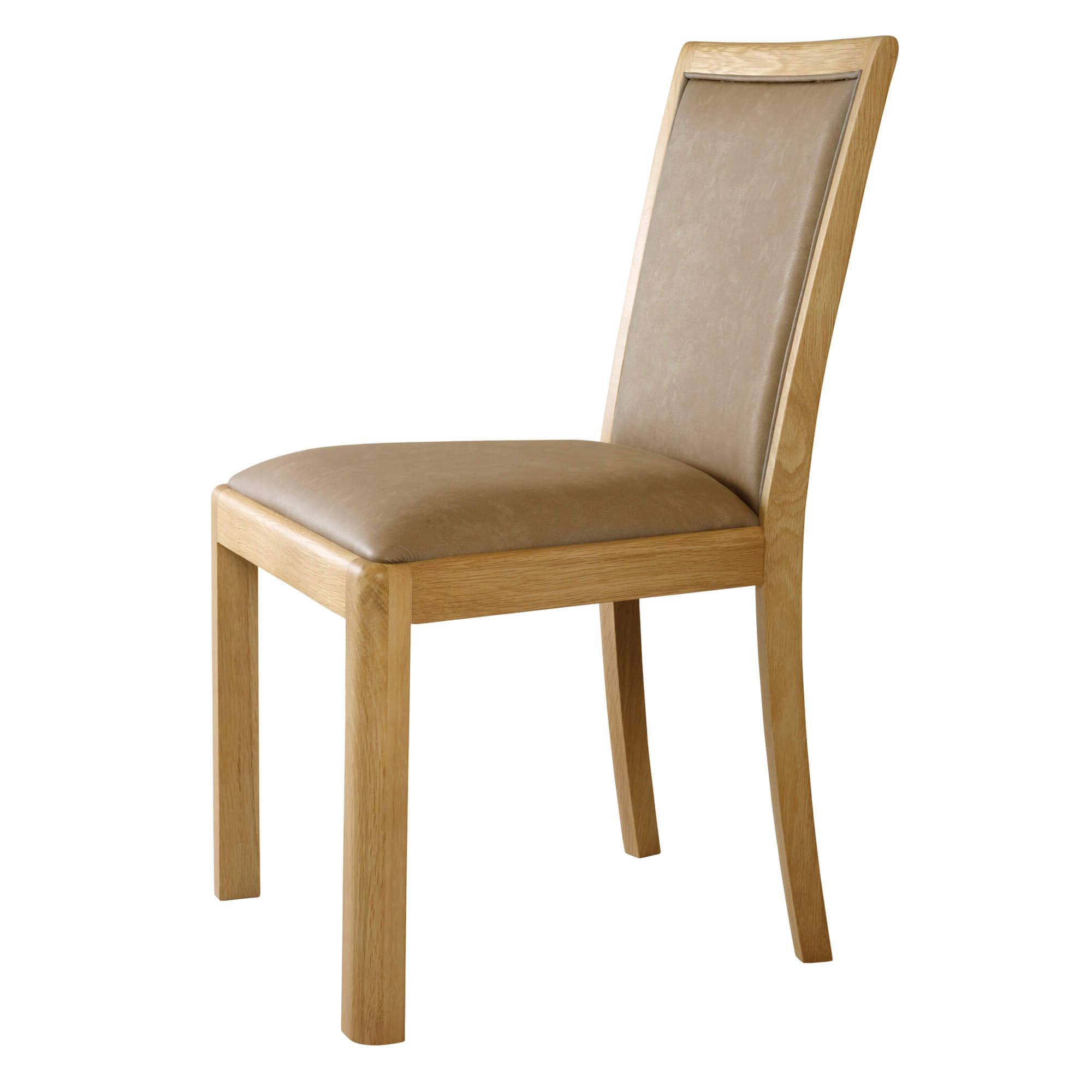 Stockholm Light Oak Low Back Taupe Faux Leather Dining Chair