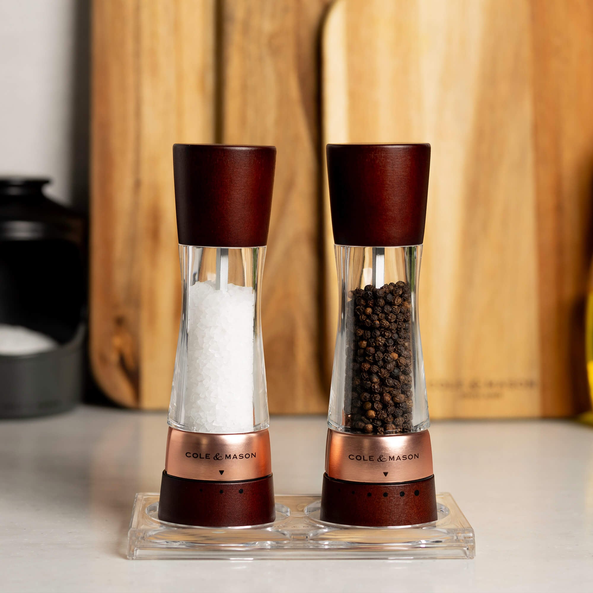 Cole & Mason Derwent Chestnut Rose Gold Salt & Pepper Mill Set