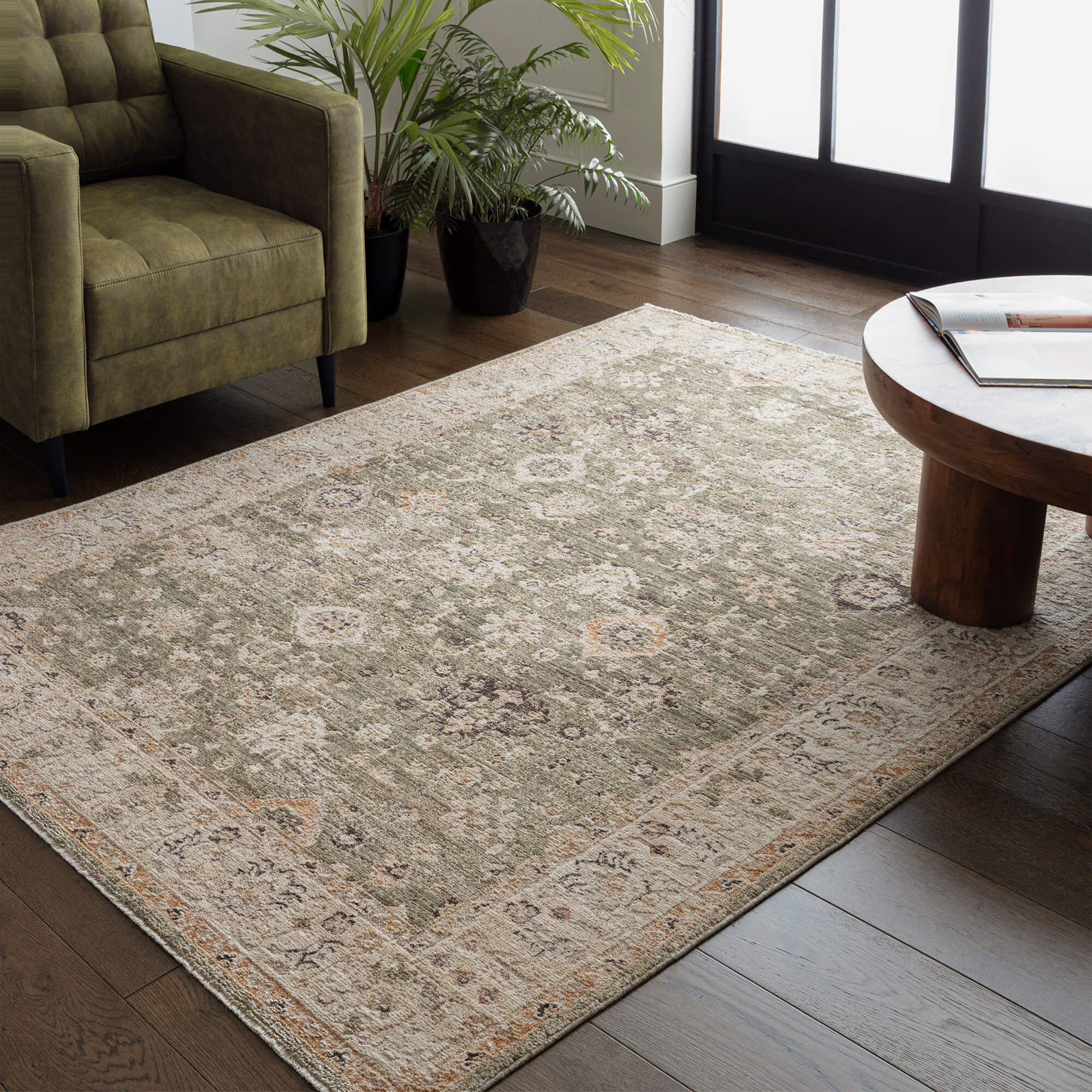 Mytone RUG【L: 120cm×160cm】：Lake Heriz Serapi Green 120cm x 160cm Rug | Housing Units