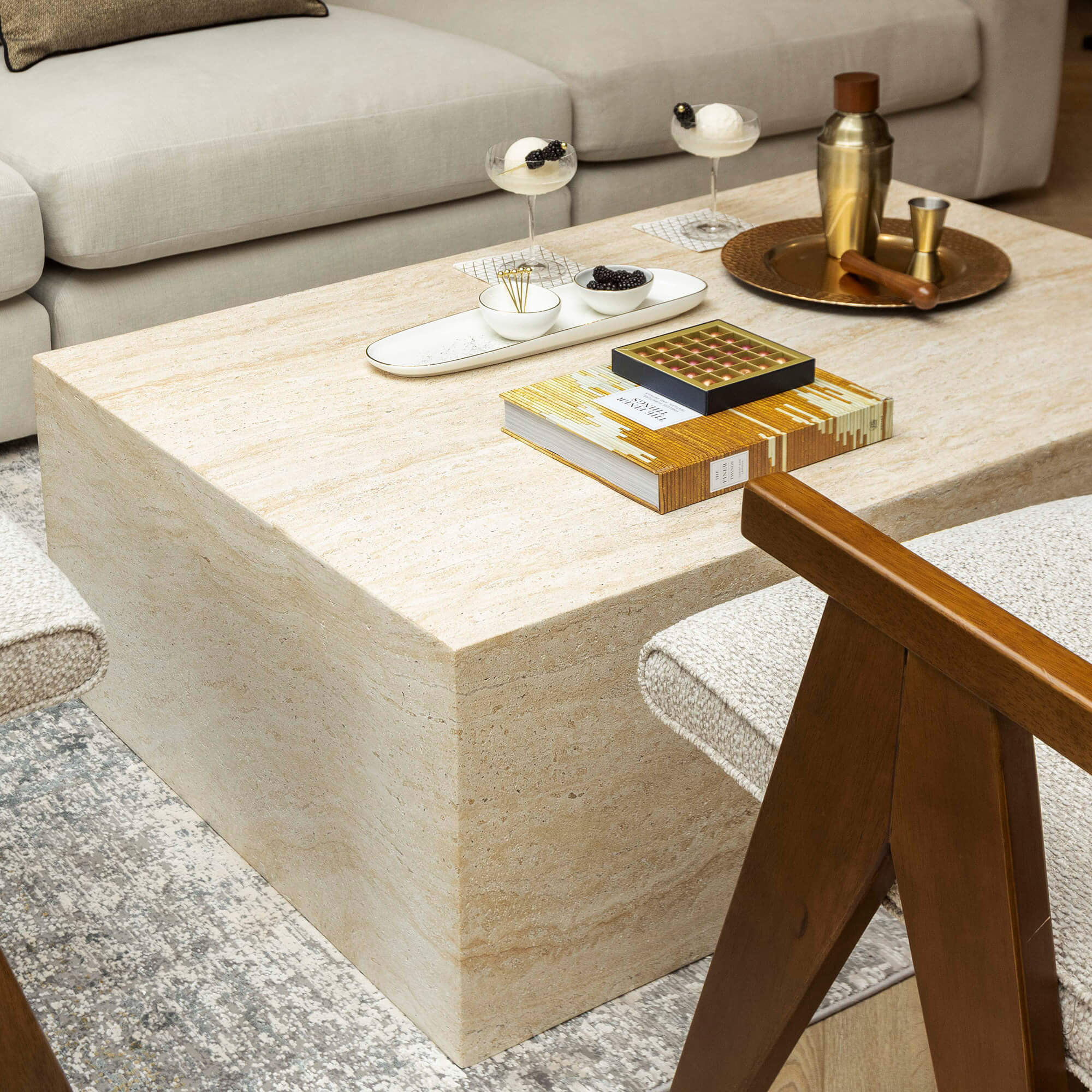 Marius Faux Travertine Coffee Table | Housing Units